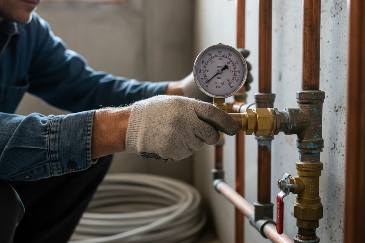 Pressure testing a repaired line during Water Line Repair in Texas City